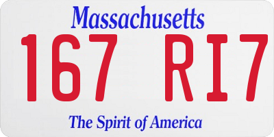MA license plate 167RI7