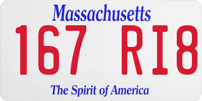 MA license plate 167RI8
