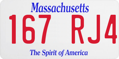 MA license plate 167RJ4
