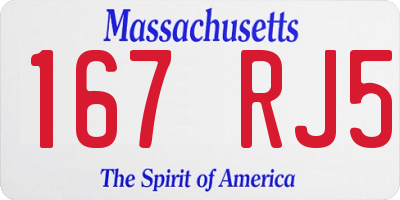 MA license plate 167RJ5