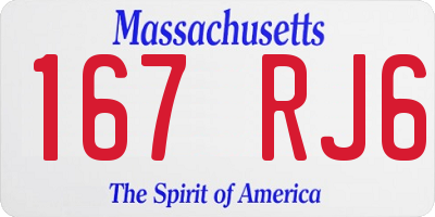 MA license plate 167RJ6