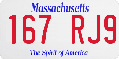 MA license plate 167RJ9