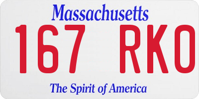 MA license plate 167RK0