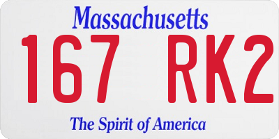 MA license plate 167RK2