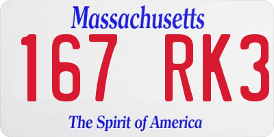 MA license plate 167RK3