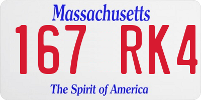 MA license plate 167RK4