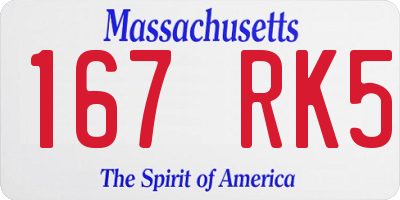 MA license plate 167RK5