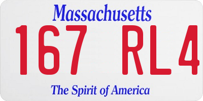 MA license plate 167RL4