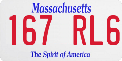 MA license plate 167RL6