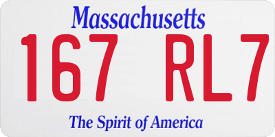 MA license plate 167RL7