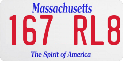 MA license plate 167RL8