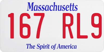 MA license plate 167RL9