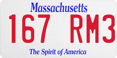 MA license plate 167RM3