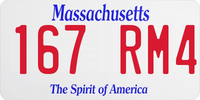 MA license plate 167RM4