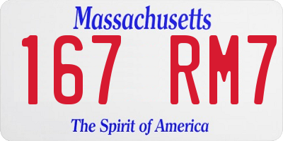 MA license plate 167RM7
