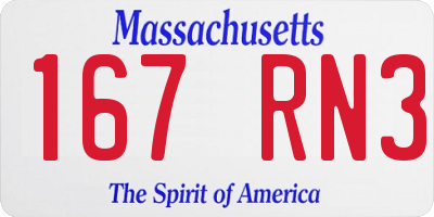MA license plate 167RN3