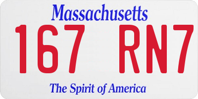 MA license plate 167RN7