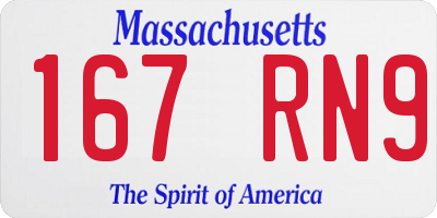 MA license plate 167RN9