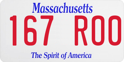 MA license plate 167RO0