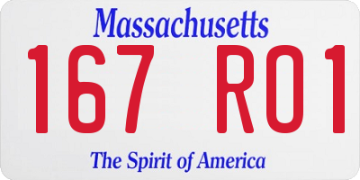 MA license plate 167RO1
