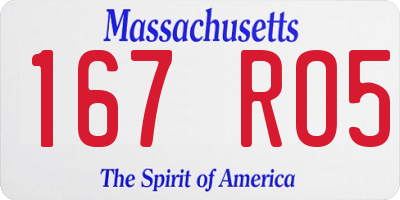 MA license plate 167RO5