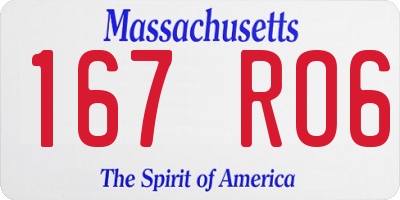 MA license plate 167RO6