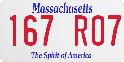 MA license plate 167RO7
