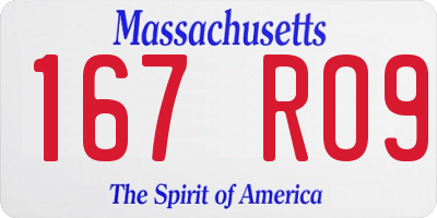 MA license plate 167RO9