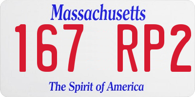 MA license plate 167RP2