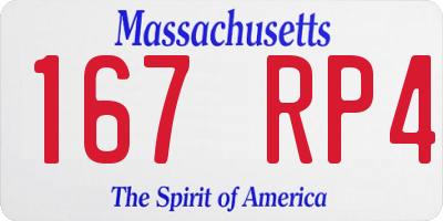 MA license plate 167RP4