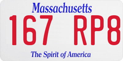 MA license plate 167RP8