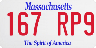 MA license plate 167RP9