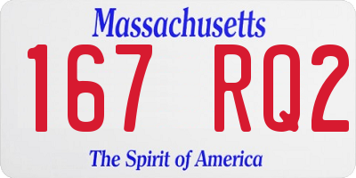 MA license plate 167RQ2