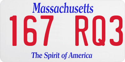 MA license plate 167RQ3