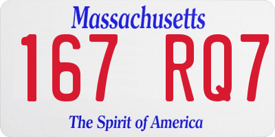 MA license plate 167RQ7