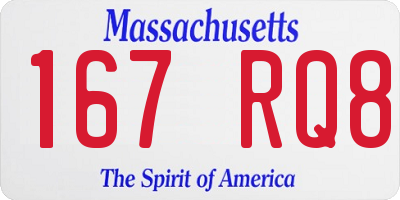 MA license plate 167RQ8