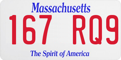 MA license plate 167RQ9