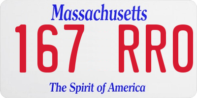 MA license plate 167RR0