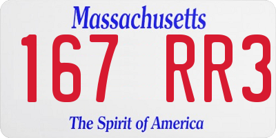 MA license plate 167RR3