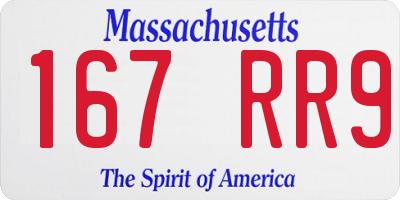 MA license plate 167RR9