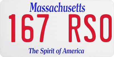 MA license plate 167RS0