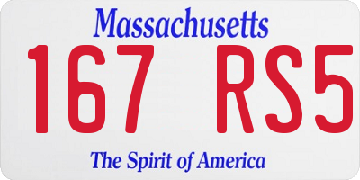 MA license plate 167RS5
