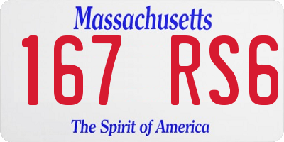 MA license plate 167RS6