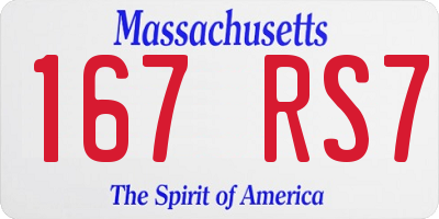 MA license plate 167RS7