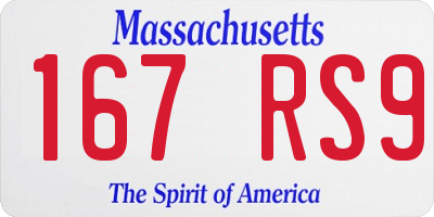 MA license plate 167RS9