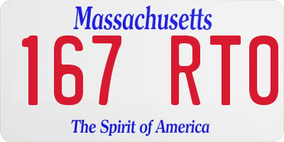 MA license plate 167RT0
