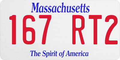 MA license plate 167RT2
