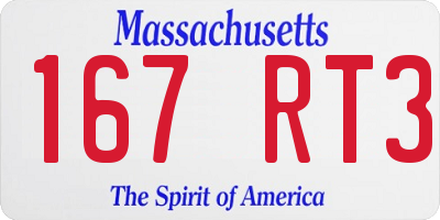 MA license plate 167RT3