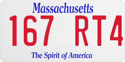 MA license plate 167RT4