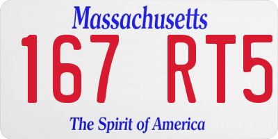 MA license plate 167RT5
